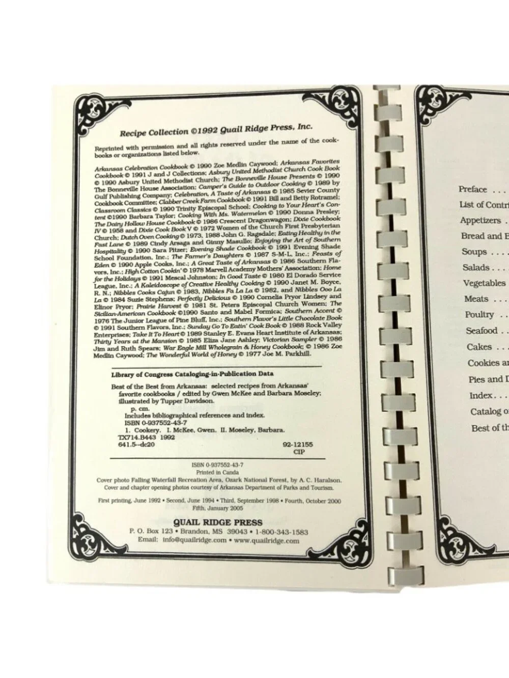 Best Of The Best From Arkansas Cookbook By Quail Ridge Press 5th Printing 2005